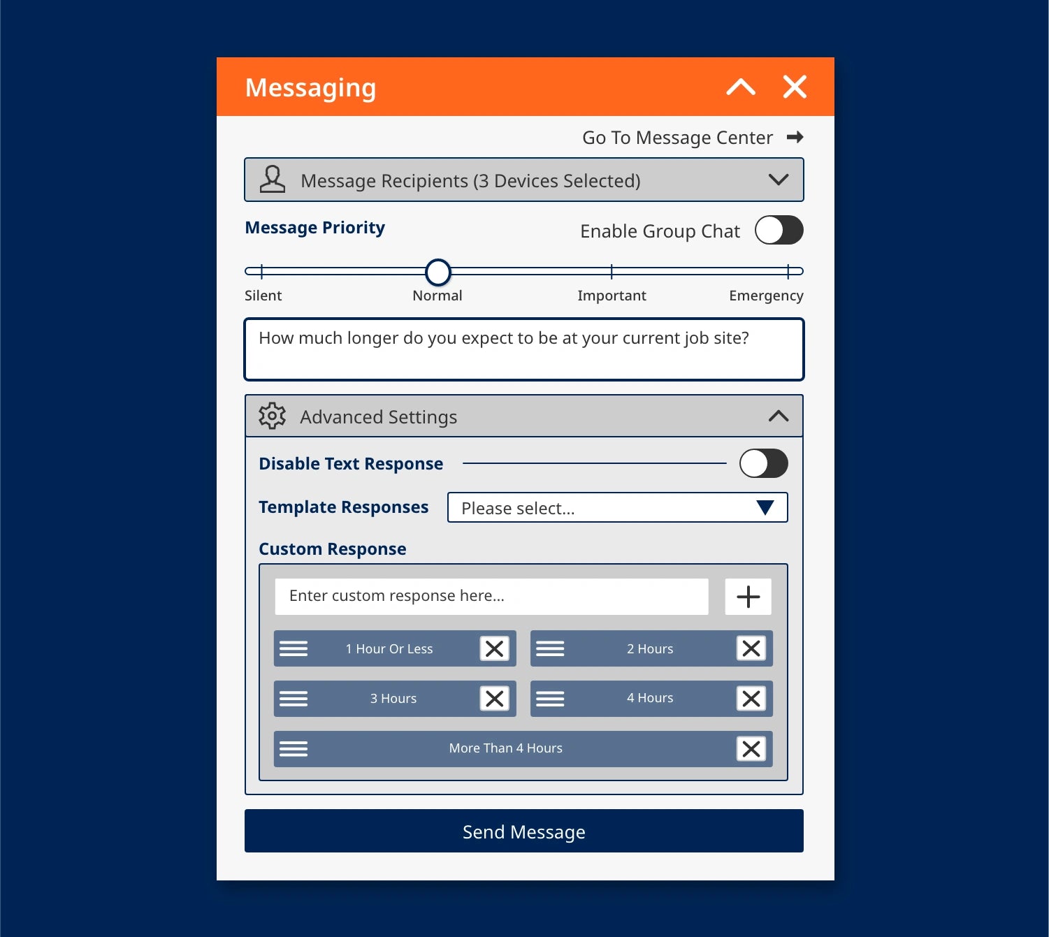 Configuration, priorities and response control