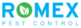 Romex Pest Control logo with green leaf